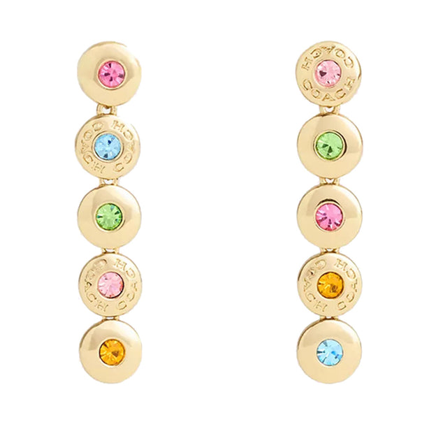 Coach Open Circle Linear Earrings in Gold/ Multi CY104