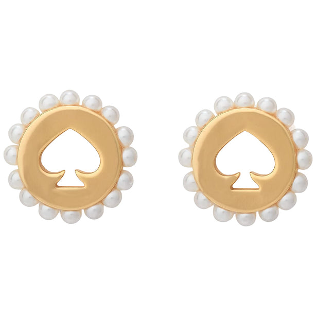 Kate Spade Spot The Spade Pearl Halo Studs Earrings in Cream/ Gold KL113