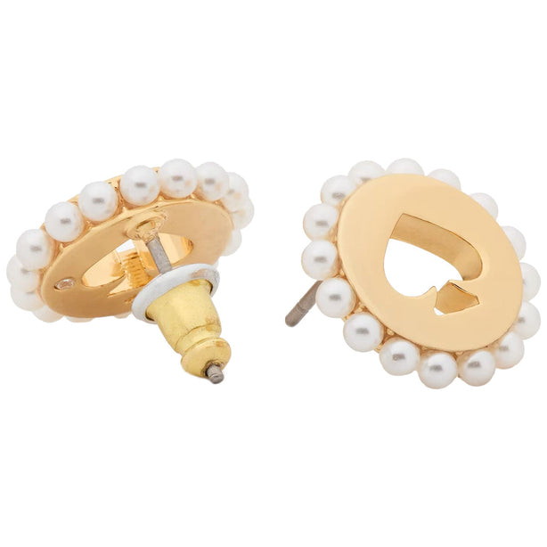 Kate Spade Spot The Spade Pearl Halo Studs Earrings in Cream/ Gold KL113