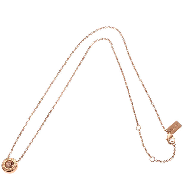 Coach Open Circle Stone Necklace in Rose Gold F54514