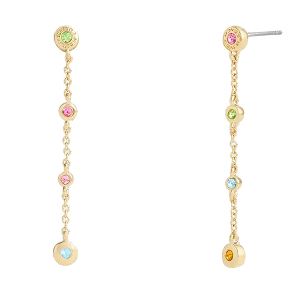Coach Open Circle Thin Linear Earrings in Gold/ Multi CY105