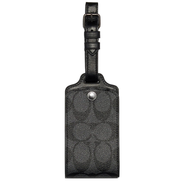 Coach Luggage Tag In Signature Canvas in Charcoal C1614