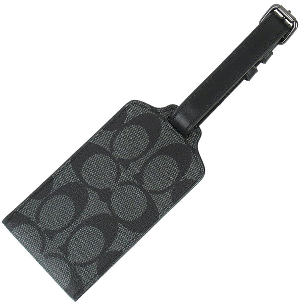 Coach Luggage Tag In Signature Canvas in Charcoal C1614