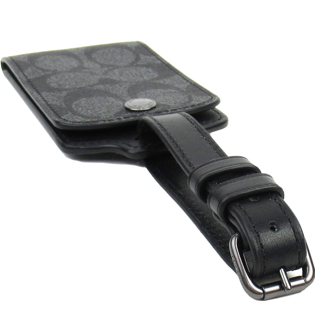 Coach Luggage Tag In Signature Canvas in Charcoal C1614