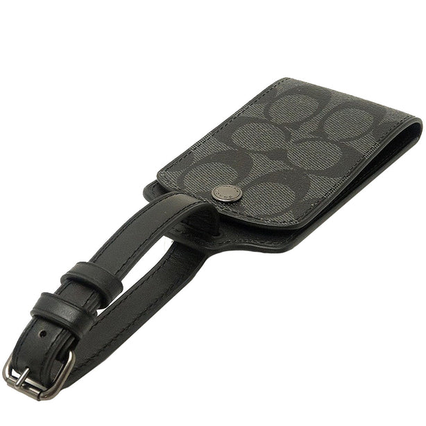 Coach Luggage Tag In Signature Canvas in Charcoal C1614
