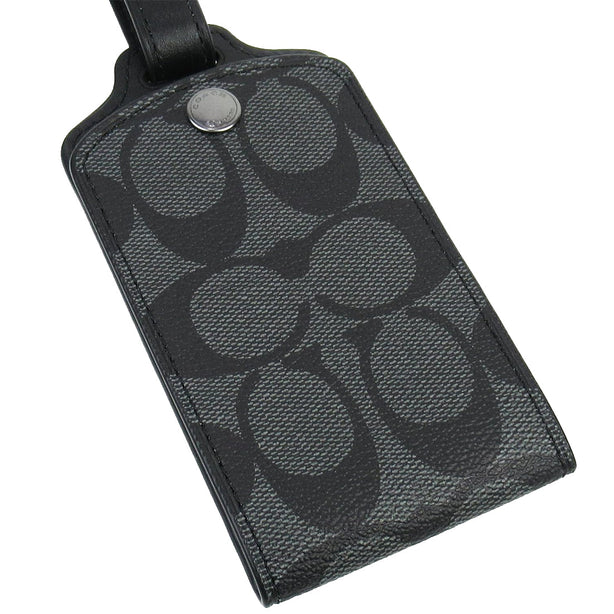Coach Luggage Tag In Signature Canvas in Charcoal C1614