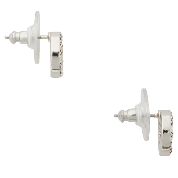 Kate Spade Spot The Spade Pave Halo Spade Studs Earrings in Clear/ Silver o0ru2605