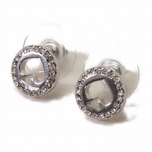 Kate Spade Spot The Spade Pave Halo Spade Studs Earrings in Clear/ Silver o0ru2605