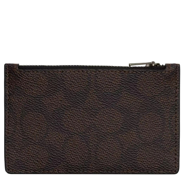 Coach Zip Card Case In Signature Canvas in Walnut/ Chalk CV764