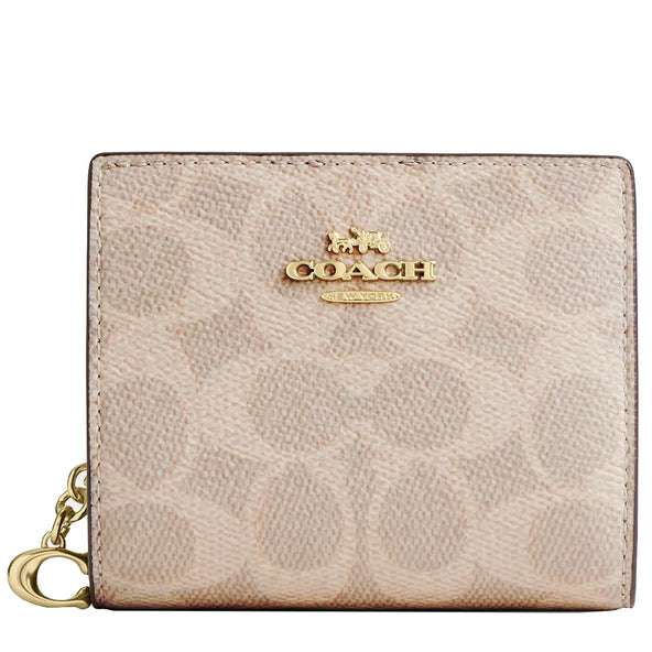 Coach Snap Wallet In Signature Canvas in Sand/ Chalk CW789