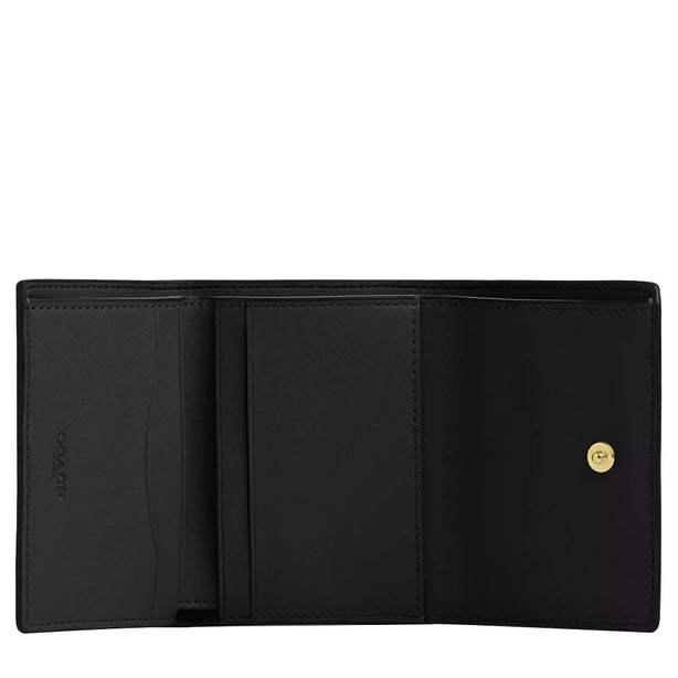Coach Card Holder Wallet In Signature Canvas in Walnut/ Black CZ034
