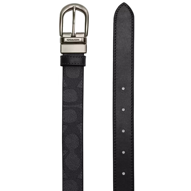 Coach Harness Buckle Cut To Size Reversible Belt, 25 Mm in Charcoal/ Black CX057