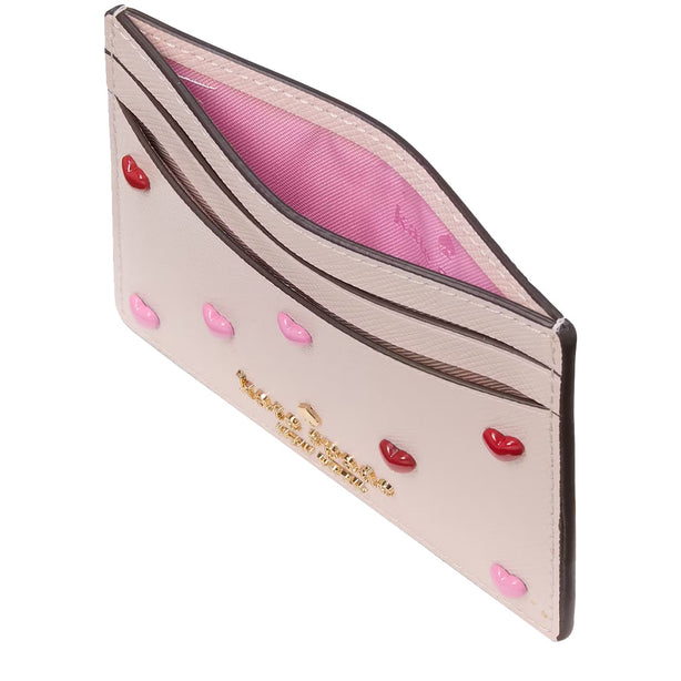 Kate Spade Boxed Madison Heart Studs Small Slim Card Holder in Powdered Sugar KK200