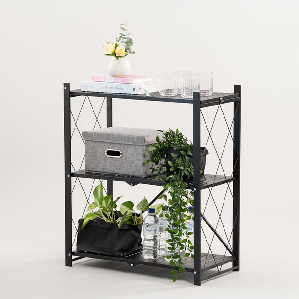 Folding Metal Kitchen Rack (Storage Organiser Shelf, Simple Assembly, Portable) - Robinsons Exclusives