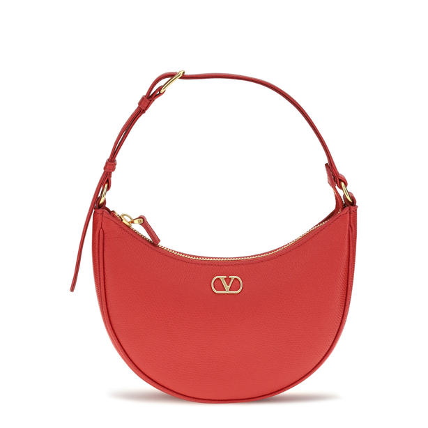 VLogo Signature Mini Calfskin Hobo Bag - Red