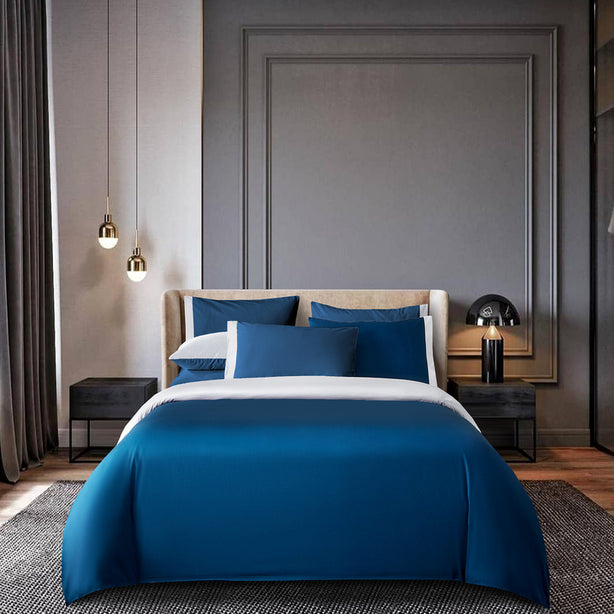 Cassio Blue and White Bedset 100% USA Cotton
