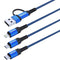 XPower ACX3 2in 3out Nylon Charging Cable (Micro USB, Type-C, Lightning) 1m