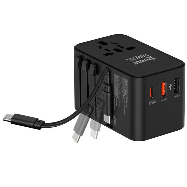 XPower TA70C Built-in Cable 70W PD+PPS GaN Travel Adaptor