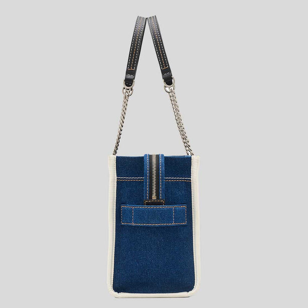 MARC JACOBS The Denim Chain Medium Tote Bag Dark Wash RB-2F4HTT018H05