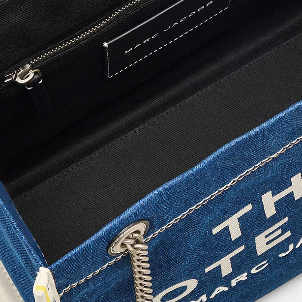 MARC JACOBS The Denim Chain Medium Tote Bag Dark Wash RB-2F4HTT018H05