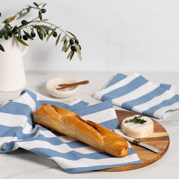 Kitchen Towel Twin Pack Luxury Designer Chambray Stripe Heritage Collection by Robinsons