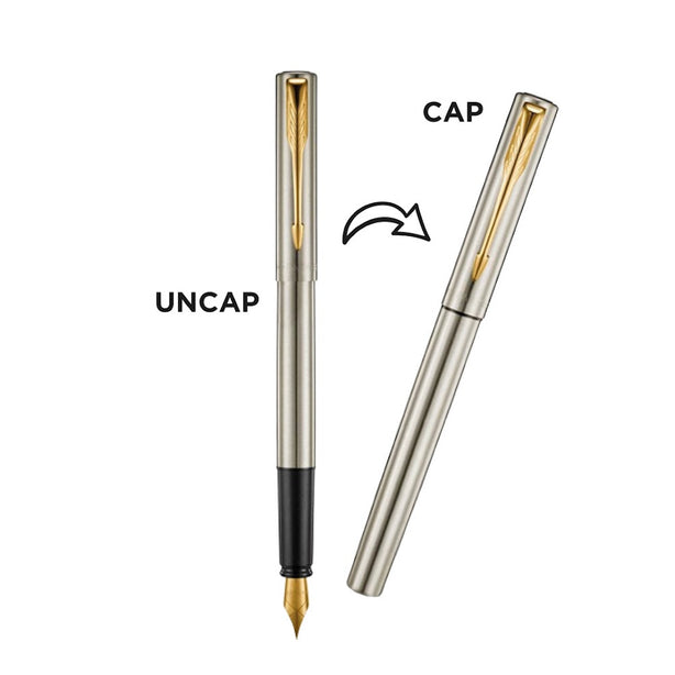Parker Vector XL Stainless Steel Gold Trim Fountain Pen