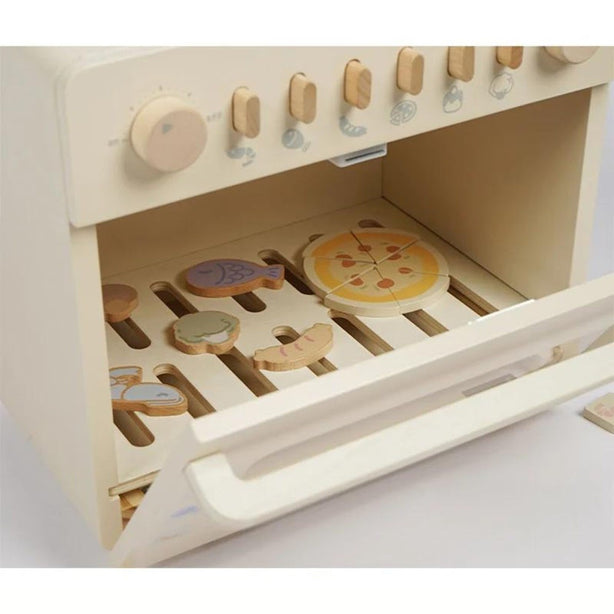 StitchesandTweed Oven Mini Cooking Kitchen Set Wooden Toy - Cream