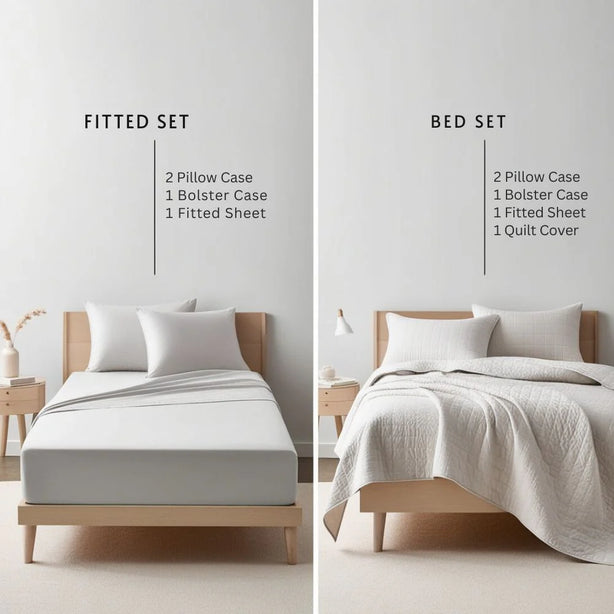 Bellami I Essential 4.0 HG I 100% Egyptian Cotton I 1000TC I Fitted Sheet Set I Bed Set I Pillow Case I Bolster Case (With Quilt Cover) - 5 Colours