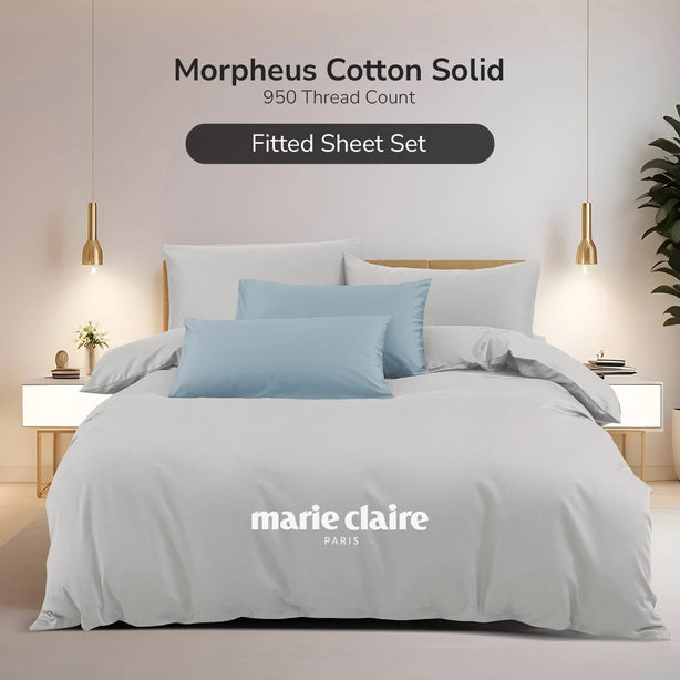 Marie Claire I Morpheus Solid I 100% Cotton I 950TC I Fitted Sheet Set I Pillow Bolster Case