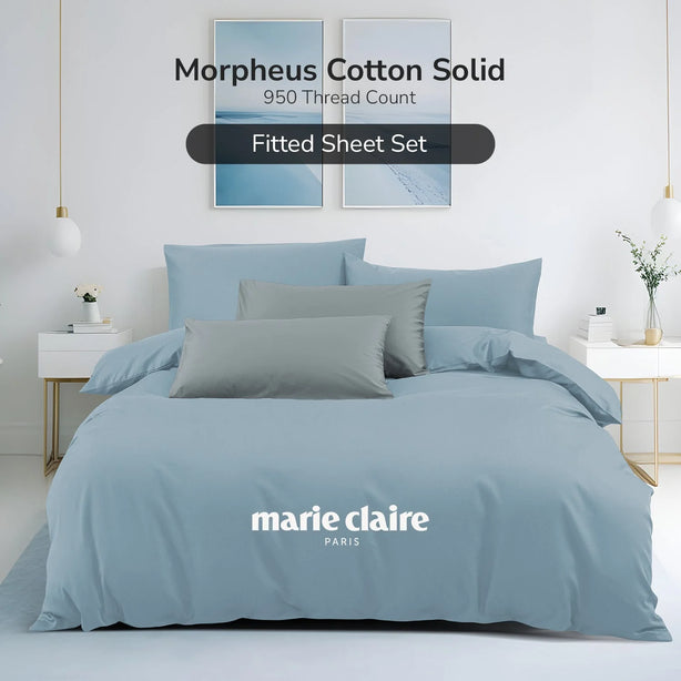 Marie Claire I Morpheus Solid I 100% Cotton I 950TC I Fitted Sheet Set I Pillow Bolster Case