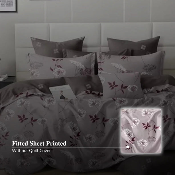 Hillcrest I ComfyLux Printed Microfiber I 988TC I Fitted Sheet Set I Summer Blanket I No Quilt Cover - Amethyst