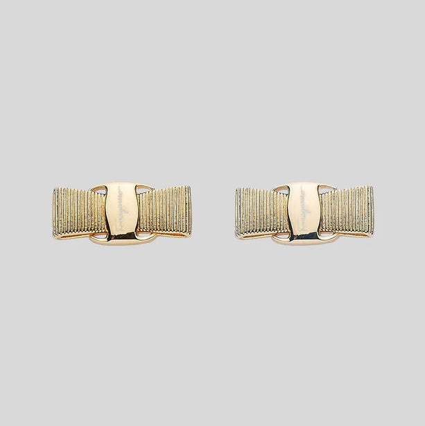 FERRAGAMO Vara Ribbon Earrings Gold Color RB-998984