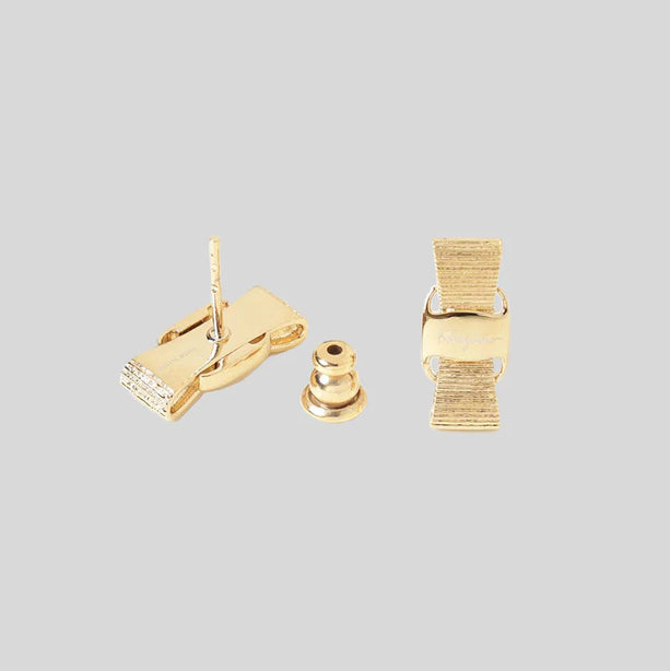FERRAGAMO Vara Ribbon Earrings Gold Color RB-998984