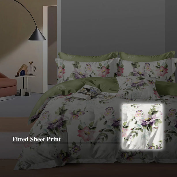 Hillcrest I 988TC ComfyLux I Printed Bedding Collection I Fitted Sheet Set I Summer Blanket