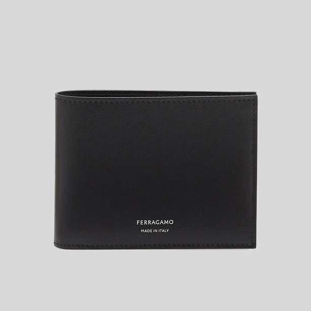 FERRAGAMO Classic  Men's Leather Bifold Wallet Black RB-770089