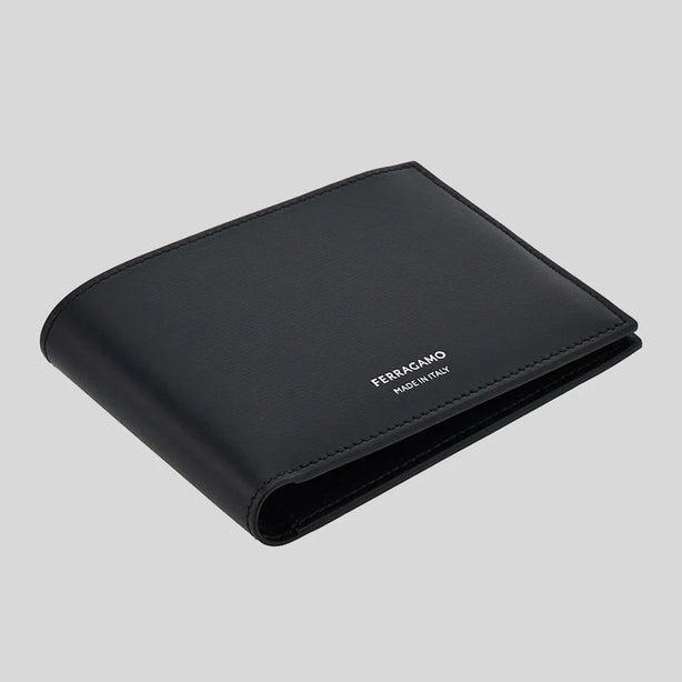 FERRAGAMO Classic  Men's Leather Bifold Wallet Black RB-770089