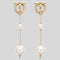 FERRAGAMO 3D Logo Gancini Pearl Drop Earrings Gold RB-760531