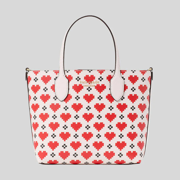 KATE SPADE Bleecker Pixel Hearts Medium Crossbody Tote Cream RB-KJ895