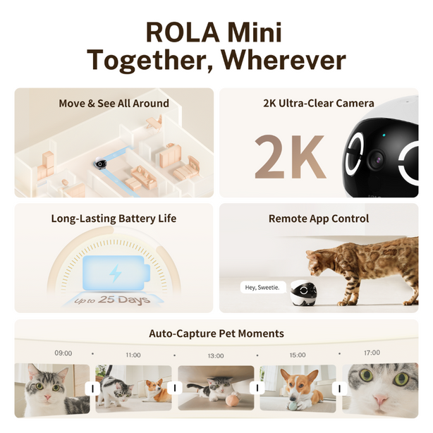Enabot ROLA Mini Smart Familybot Remote Robot CCTV for Family