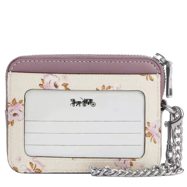 Coach Zip Card Case With Floral Print in Chalk Multi CAU43