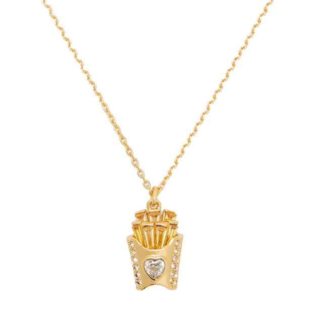 Kate Spade What A Snack Mini Pendant Necklace in Clear/ Gold KH540