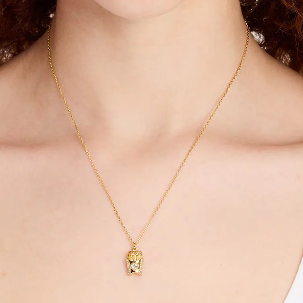 Kate Spade What A Snack Mini Pendant Necklace in Clear/ Gold KH540