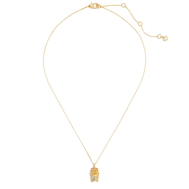 Kate Spade What A Snack Mini Pendant Necklace in Clear/ Gold KH540