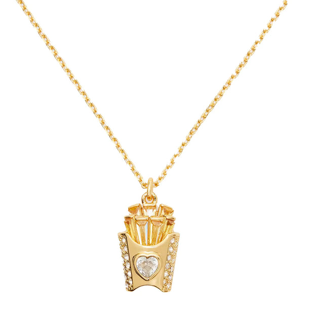 Kate Spade What A Snack Mini Pendant Necklace in Clear/ Gold KH540