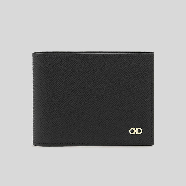 FERRAGAMO Gancini Men's Leather Bifold Wallet Black RB-775644