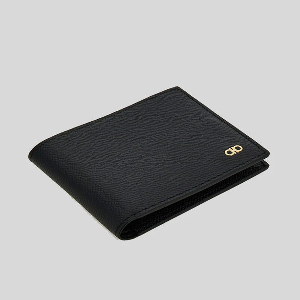 FERRAGAMO Gancini Men's Leather Bifold Wallet Black RB-775644