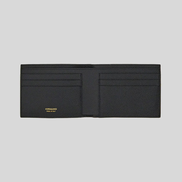 FERRAGAMO Gancini Men's Leather Bifold Wallet Black RB-775644