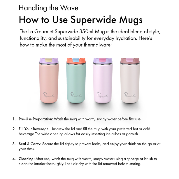 La Gourmet Super Wide 350ml Thermal Mug (Green) - New