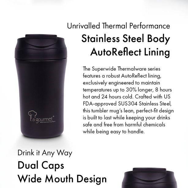 La Gourmet Super Wide 400ml Tumbler Mug (Blue) - New