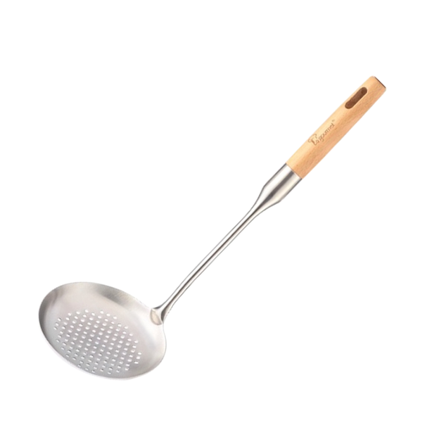La Gourmet Stainless Steel Skimmer With Wooden Handle - New